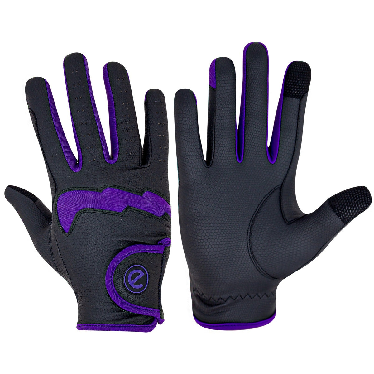 eQUEST GripPro LITE V3 Lightweight Riding Gloves – Black / Purple | Lightweight, Grippy & Breathable