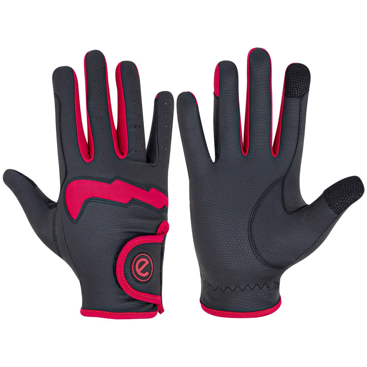 eQUEST GripPro LITE V3 Lightweight Riding Gloves – Black / Red | Lightweight, Grippy & Breathable