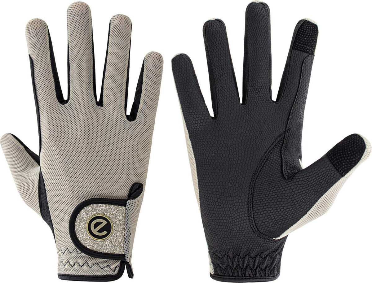 eQUEST GripPro X-LITE Riding Gloves - Sand Gold Glitter Cuff