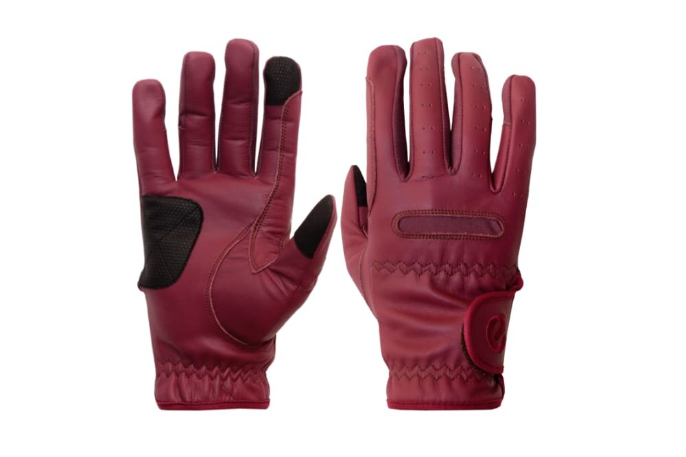 eQUEST GripPro Leather Touchscreen Riding Gloves - Merlot | Classic English Style
