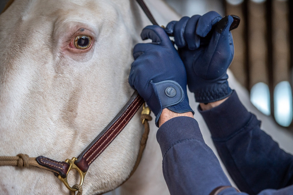 eQUEST GripPro X-LITE Riding Gloves - Blue Regular Cuff