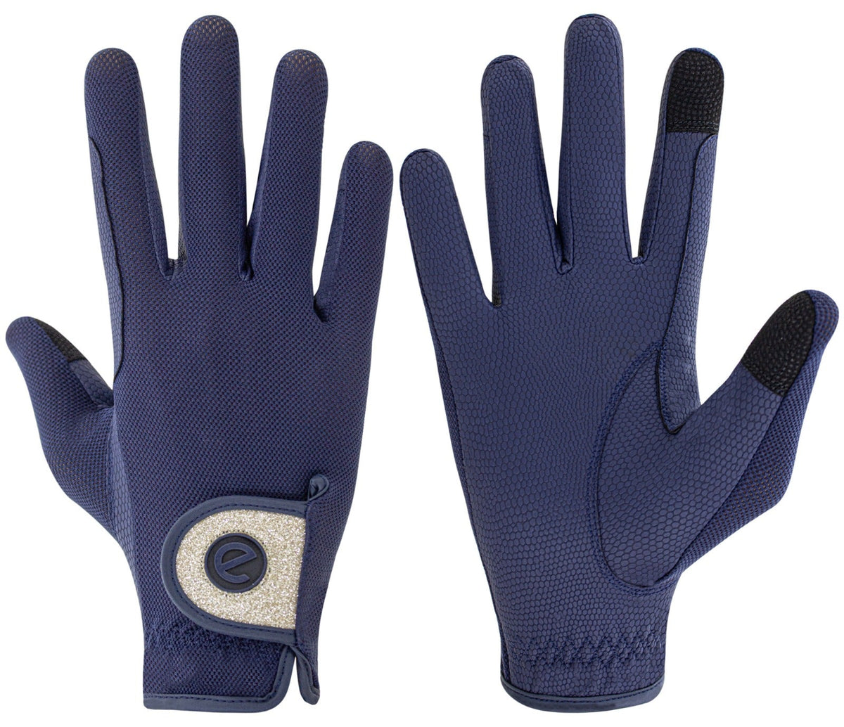 eQUEST GripPro X-LITE Riding Gloves - Blue Gold Glitter Cuff