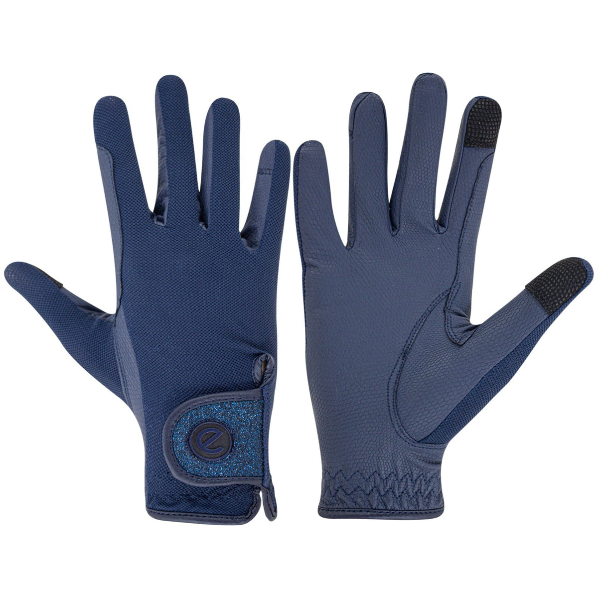 eQUEST GripPro X-LITE Riding Gloves - Blue Tonal Glitter Cuff