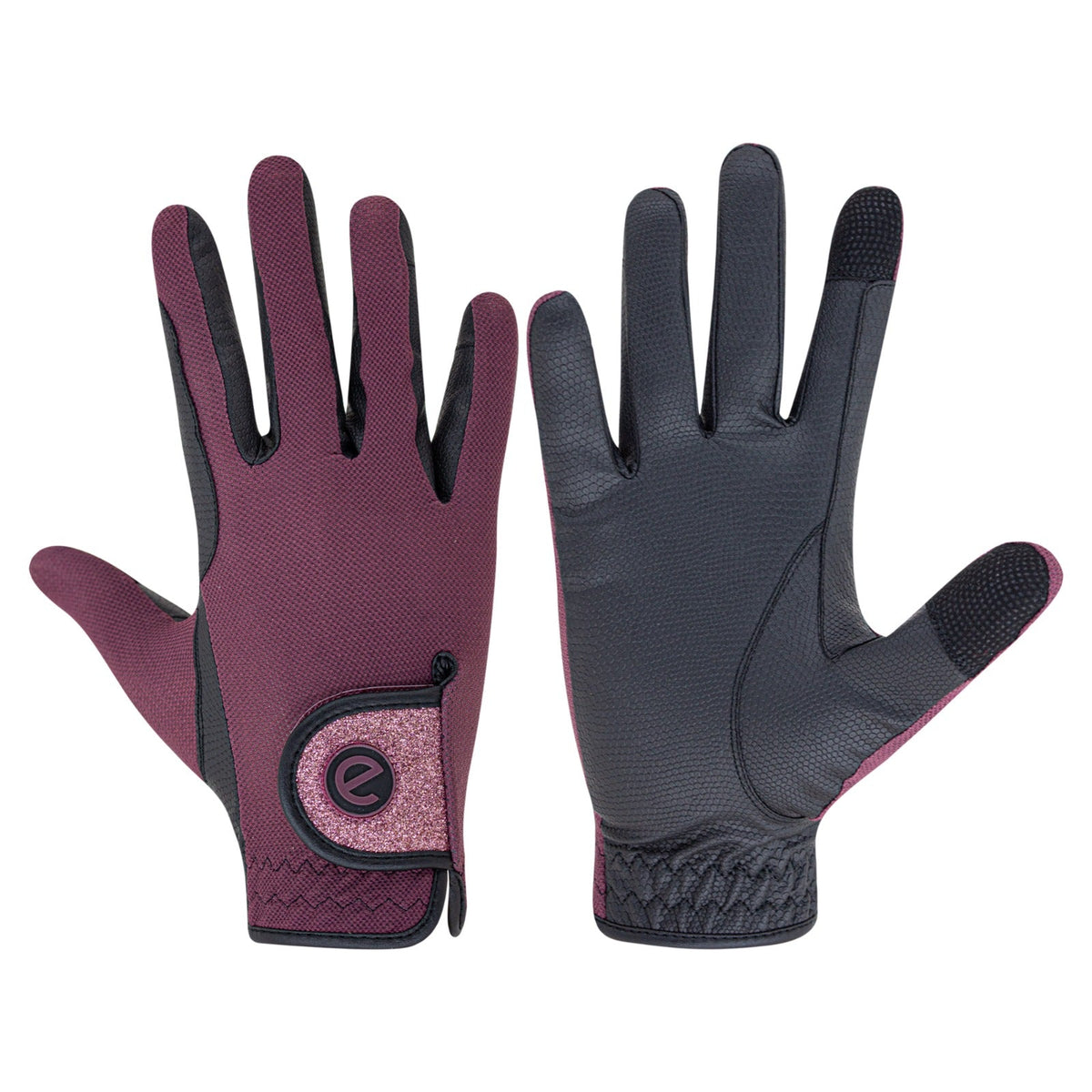 eQUEST GripPro X-LITE Riding Gloves - Merlot Glitter Cuff