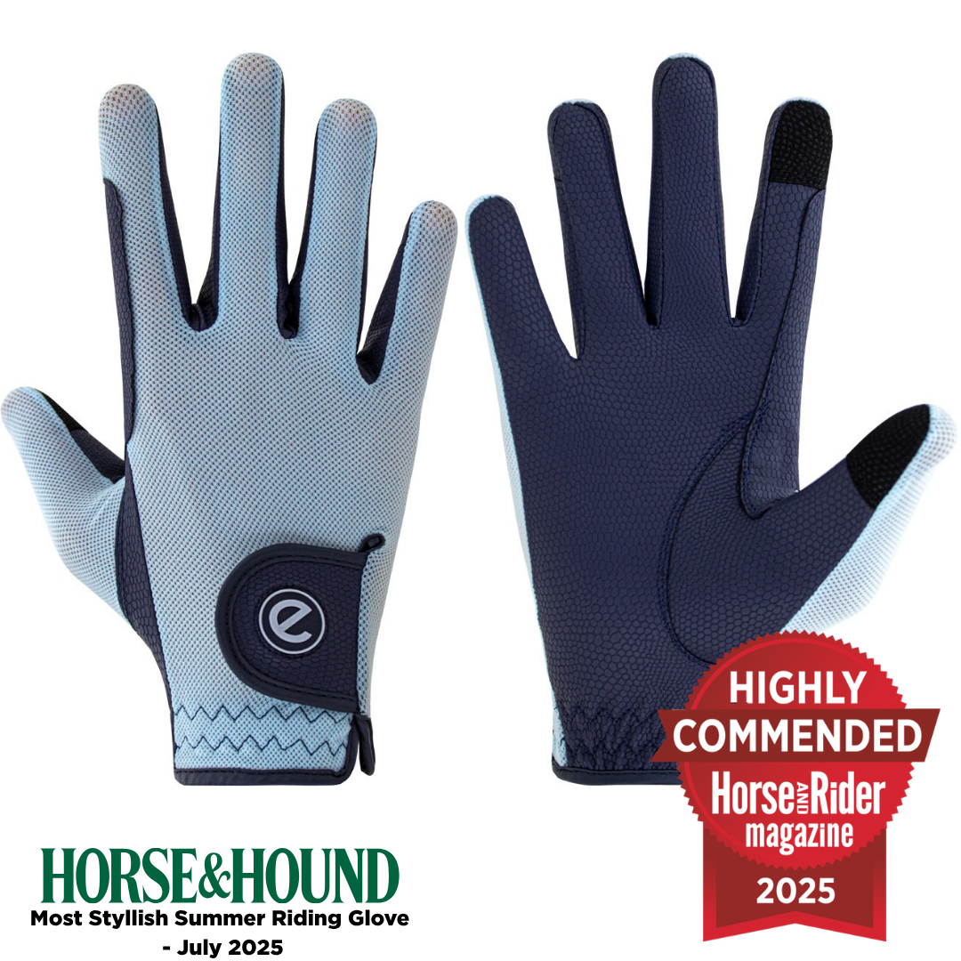 eQUEST GripPro X-LITE Riding Gloves - Baby Blue Regular Cuff