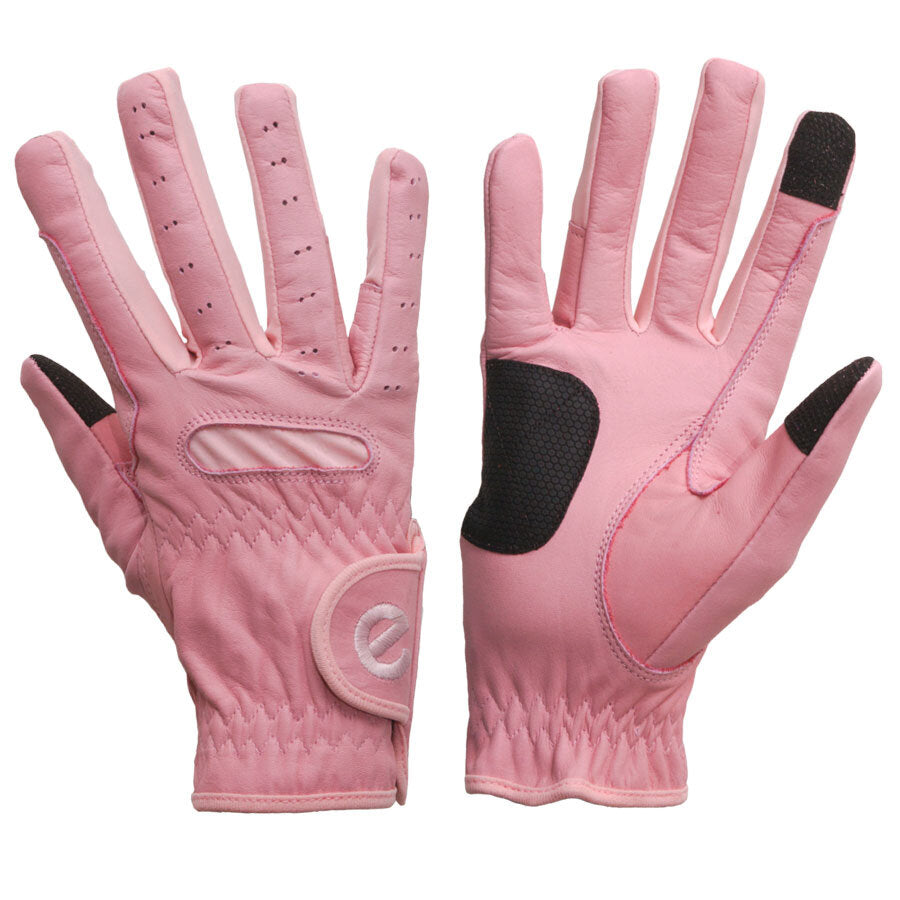 eQUEST GripPro Leather Touchscreen Riding Gloves - Blush Pink | Classic English Style