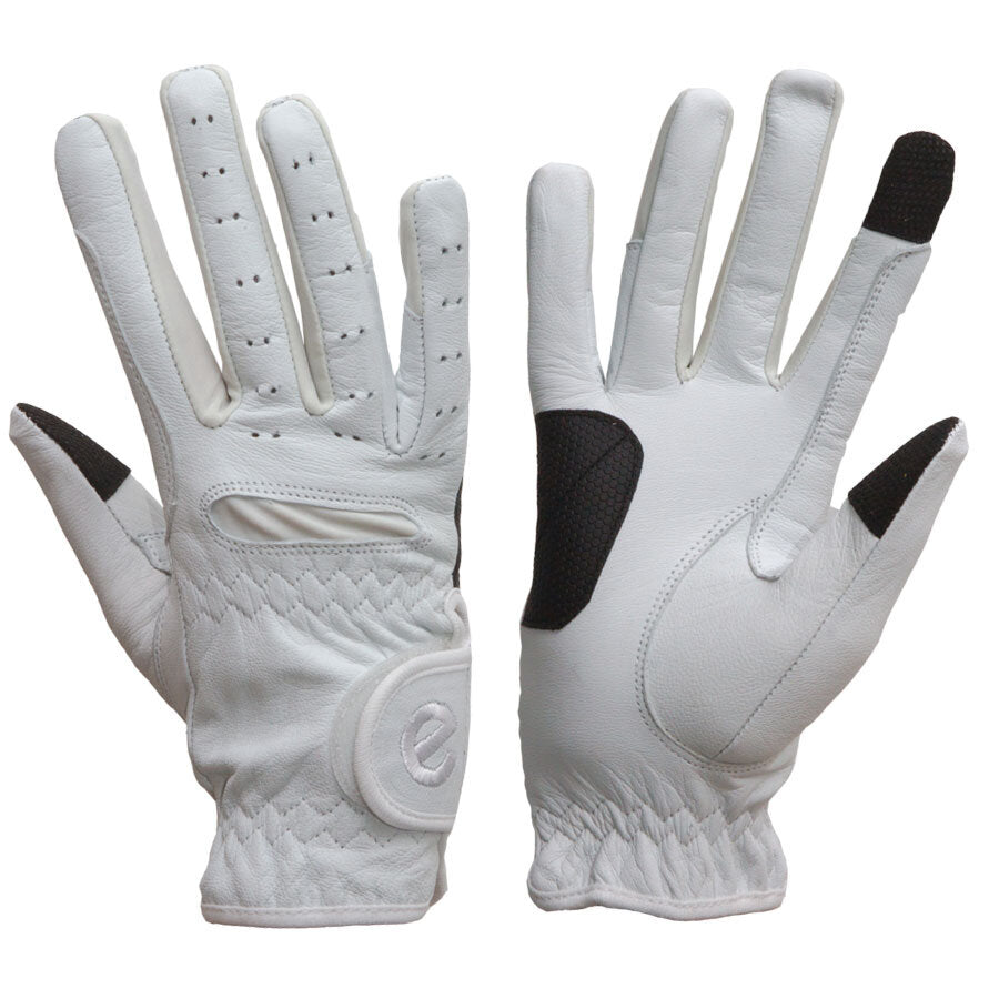eQUEST GripPro Leather Touchscreen Riding Gloves - White | Classic English Style