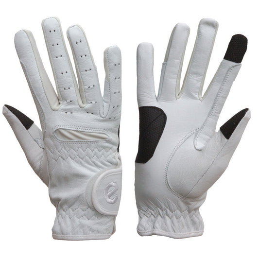 eQUEST GripPro Leather Touchscreen Riding Gloves - White | Classic English Style