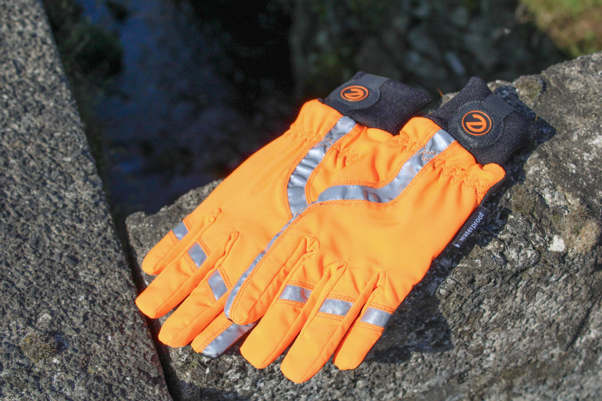 eQUEST Waterproof Hi-Vis Riding & Yard Gloves – Hi-Vis Reflective Orange | Warm & Reflective