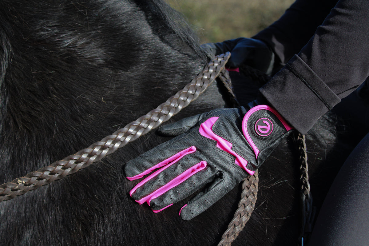 eQUEST GripPro LITE V3 Lightweight Riding Gloves – Black / Pink | Lightweight, Grippy & Breathable