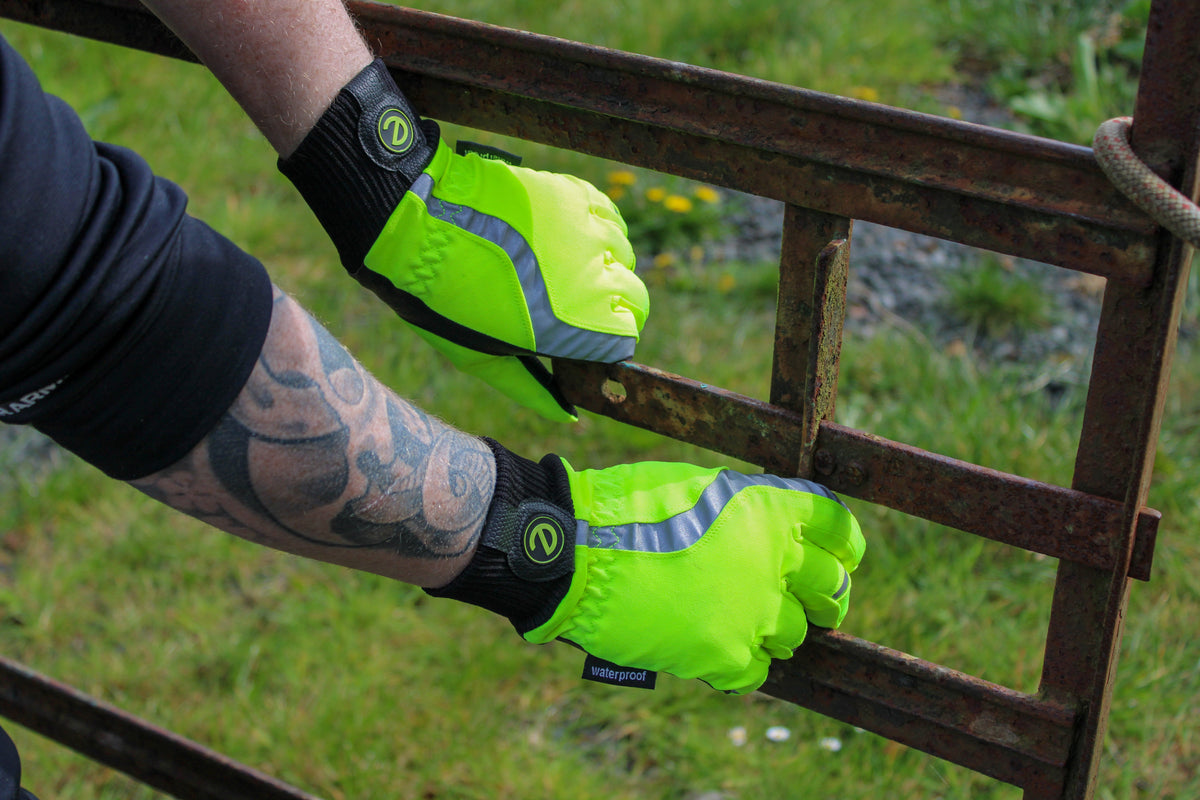 eQUEST Waterproof Hi-Vis Riding & Yard Gloves – Hi-Vis Yellow | Warm & Reflective