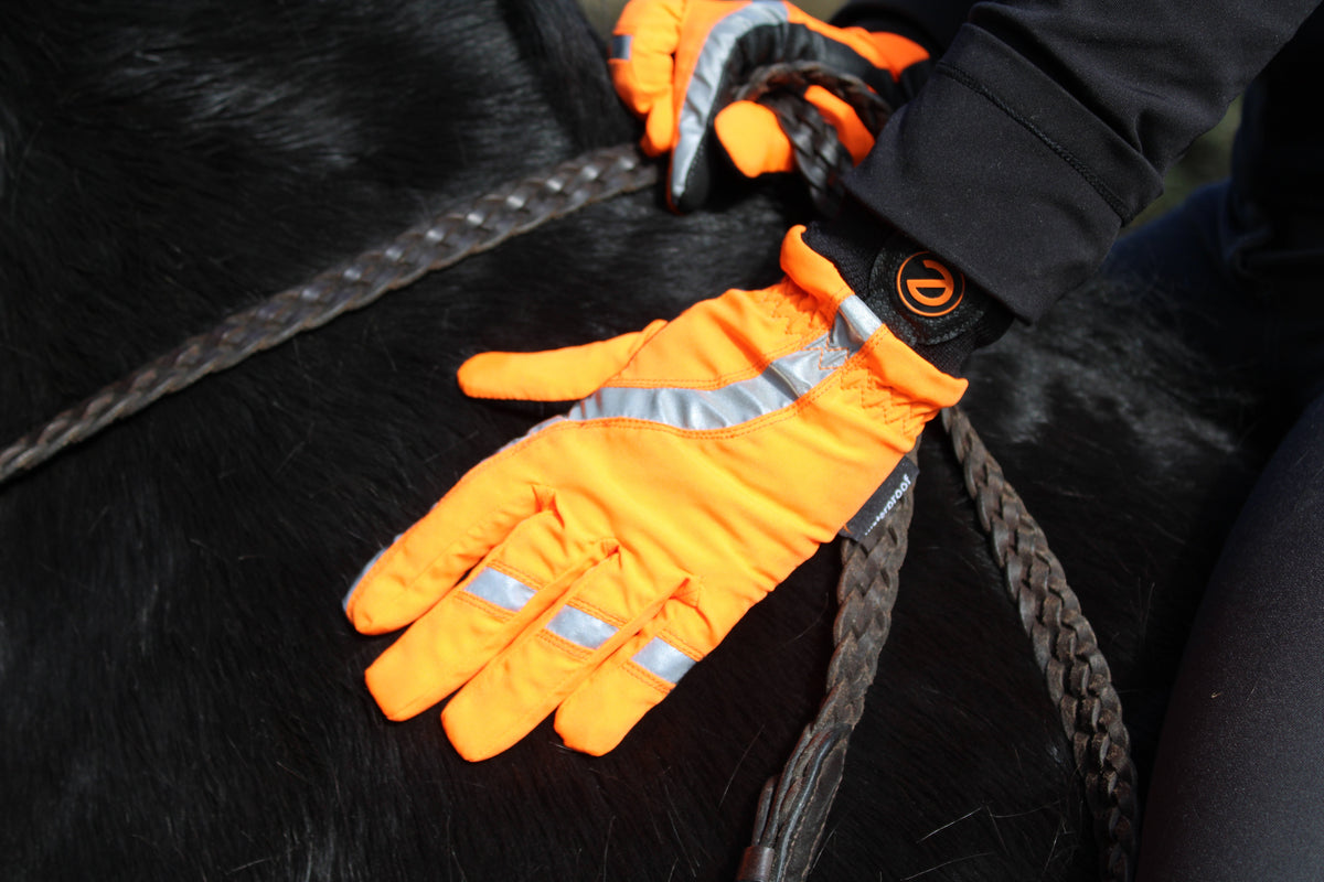 eQUEST Waterproof Hi-Vis Riding & Yard Gloves – Hi-Vis Reflective Orange | Warm & Reflective