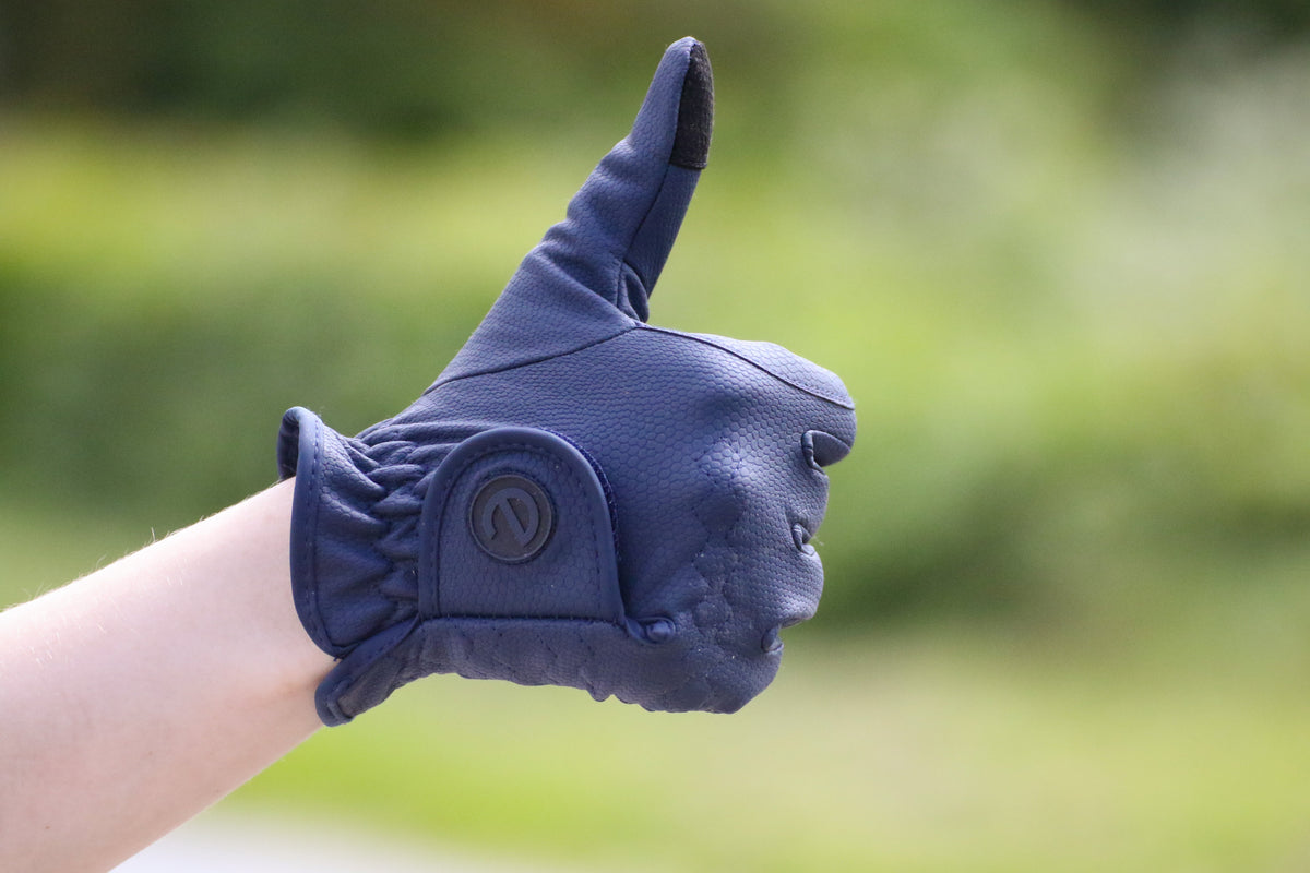 eQUEST GripPro Winter Edition Riding Gloves – Navy Blue | Warm, Grippy & Touchscreen