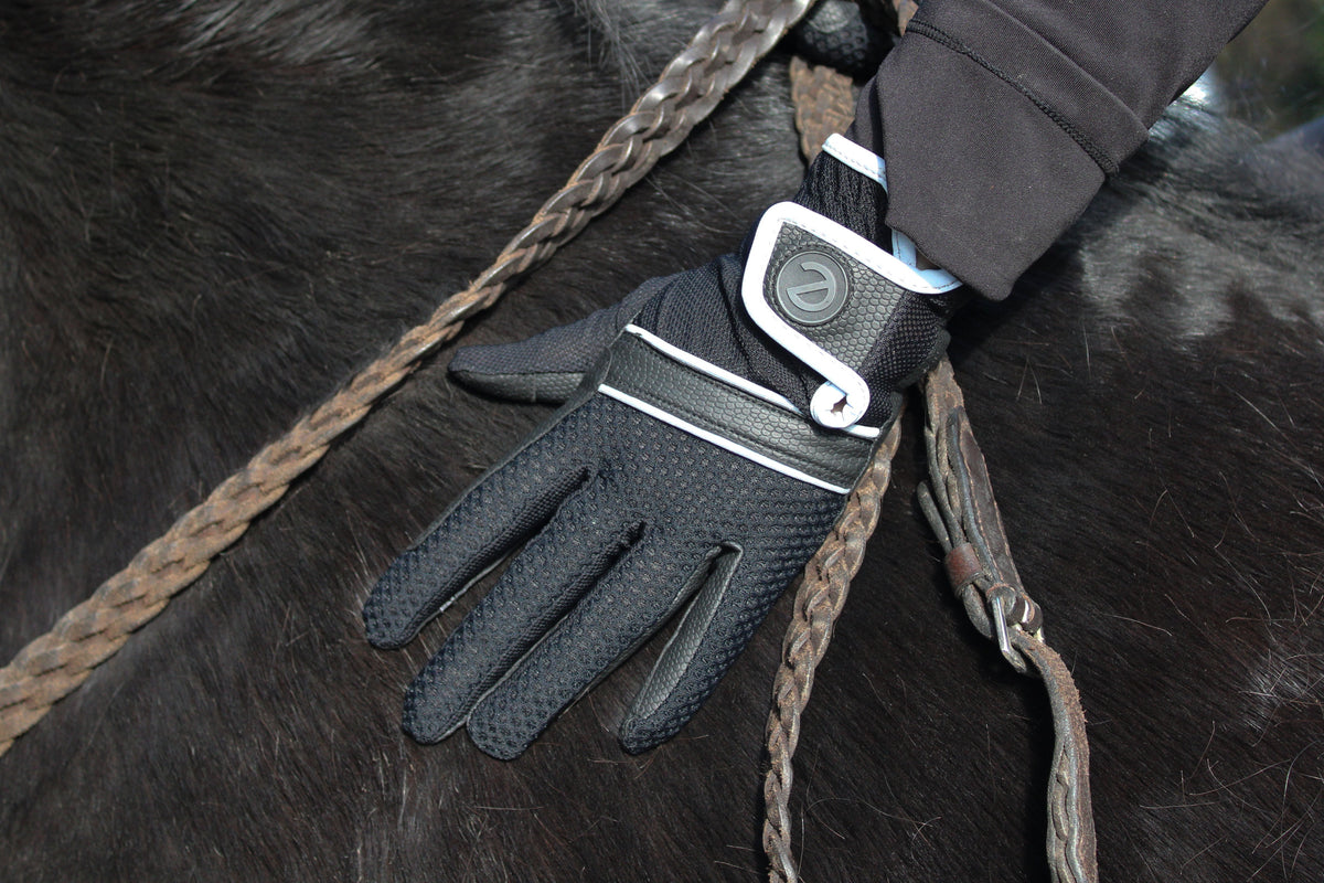 eQUEST GripPro X-LITE Riding Gloves - Black Reflective Edition