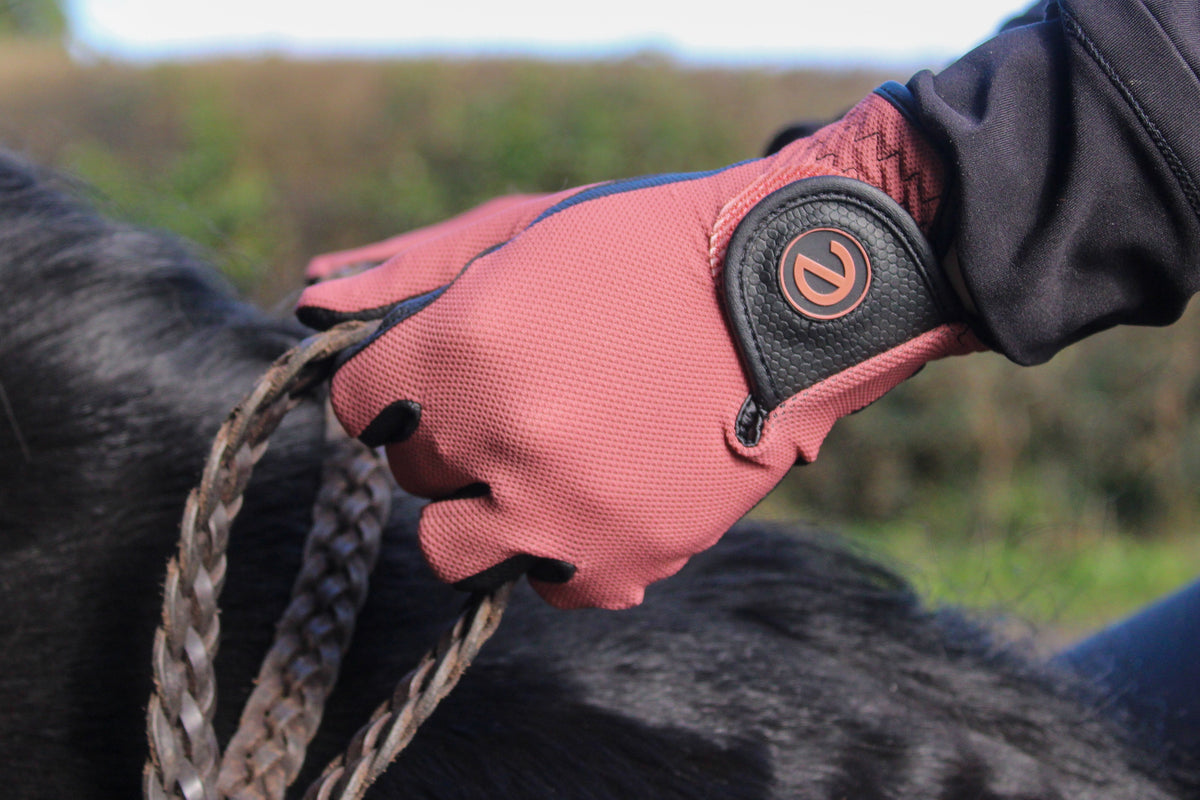 eQUEST GripPro X-LITE Riding Gloves - Coral Regular Cuff