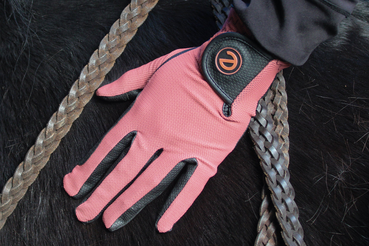 eQUEST GripPro X-LITE Riding Gloves - Coral Regular Cuff