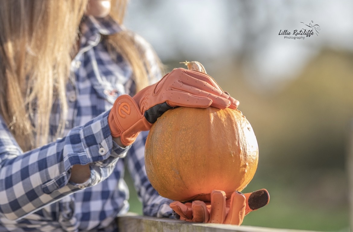eQUEST GripPro Leather Touchscreen Riding Gloves - Orange | Classic English Style