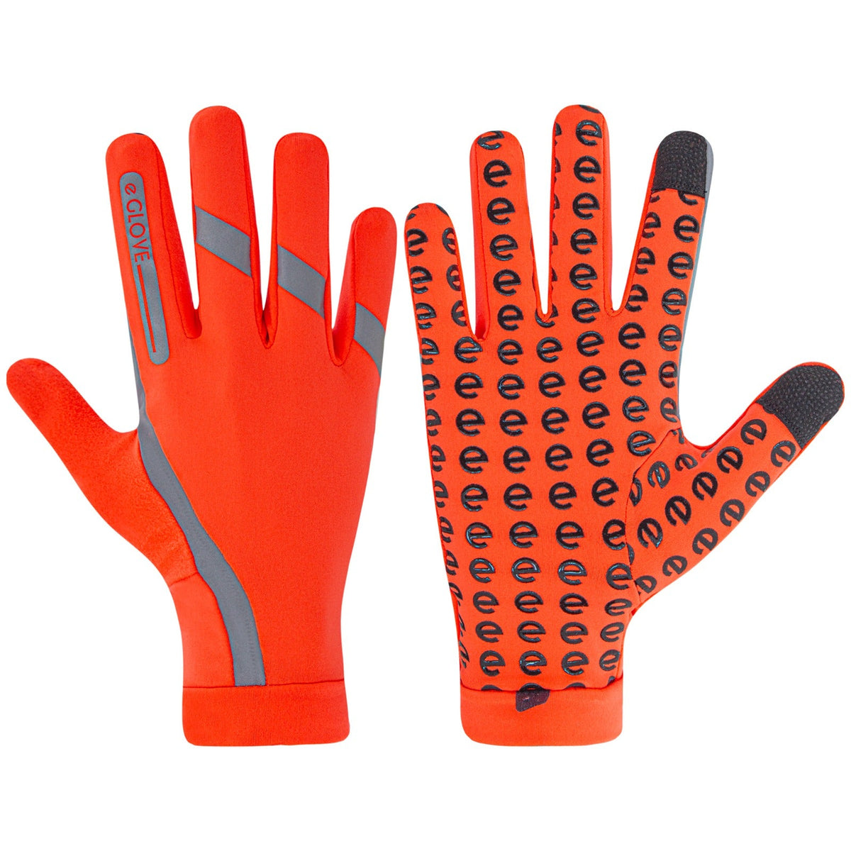 eGLOVE Hi-Vis Run Gloves – Fluoro Orange | Reflective Touchscreen Running Gloves