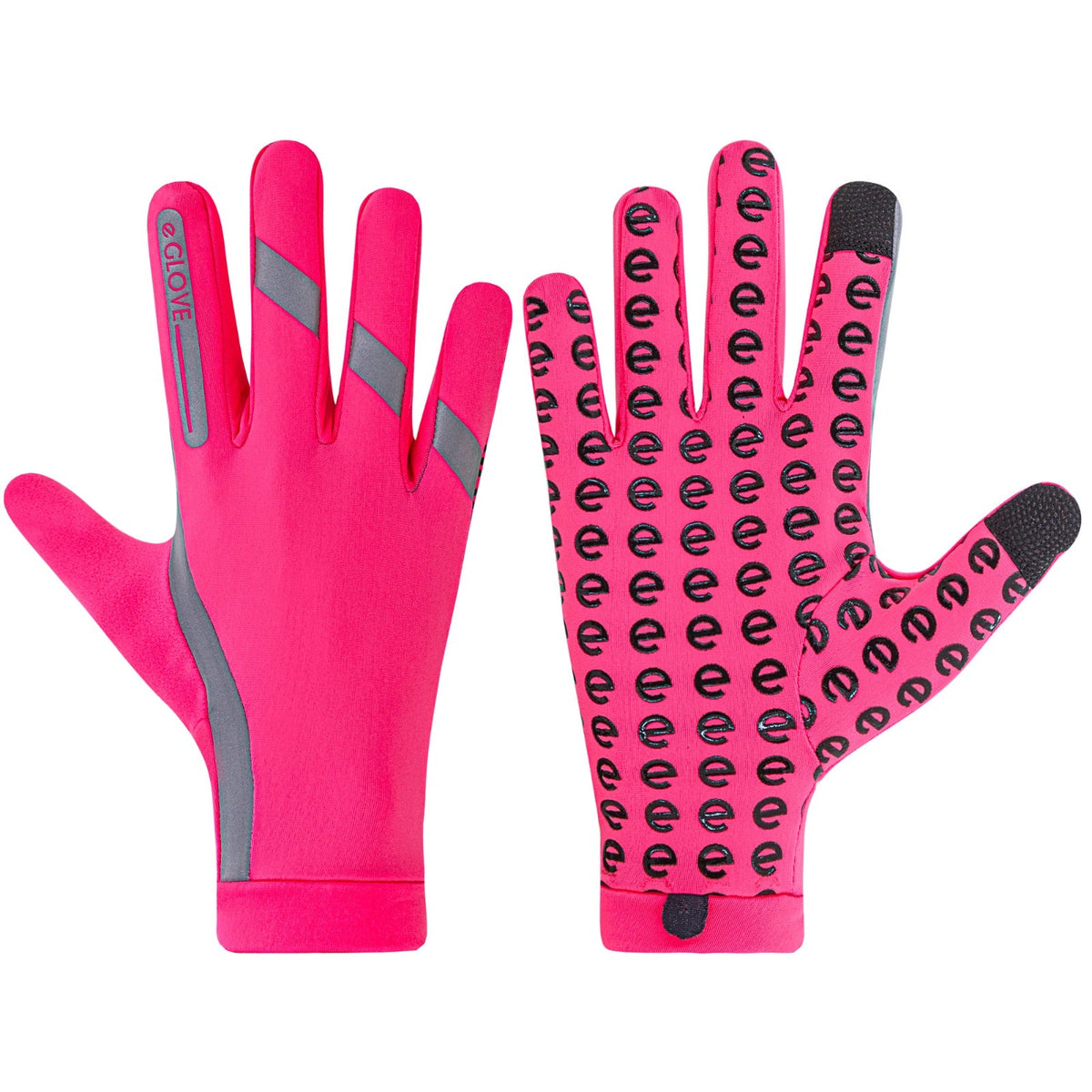 eGLOVE Hi-Vis Run Gloves – Fluoro Pink | Reflective Touchscreen Running Gloves