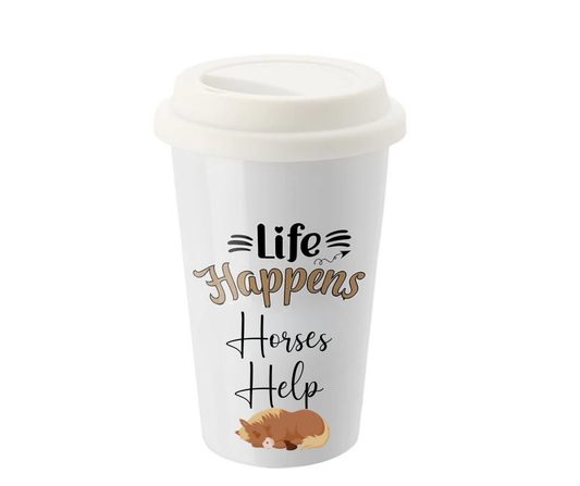 'Horses Help' Ceramic Travel Mug